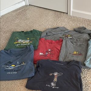 Life Is Good Green and Red Short Sleeve Tees